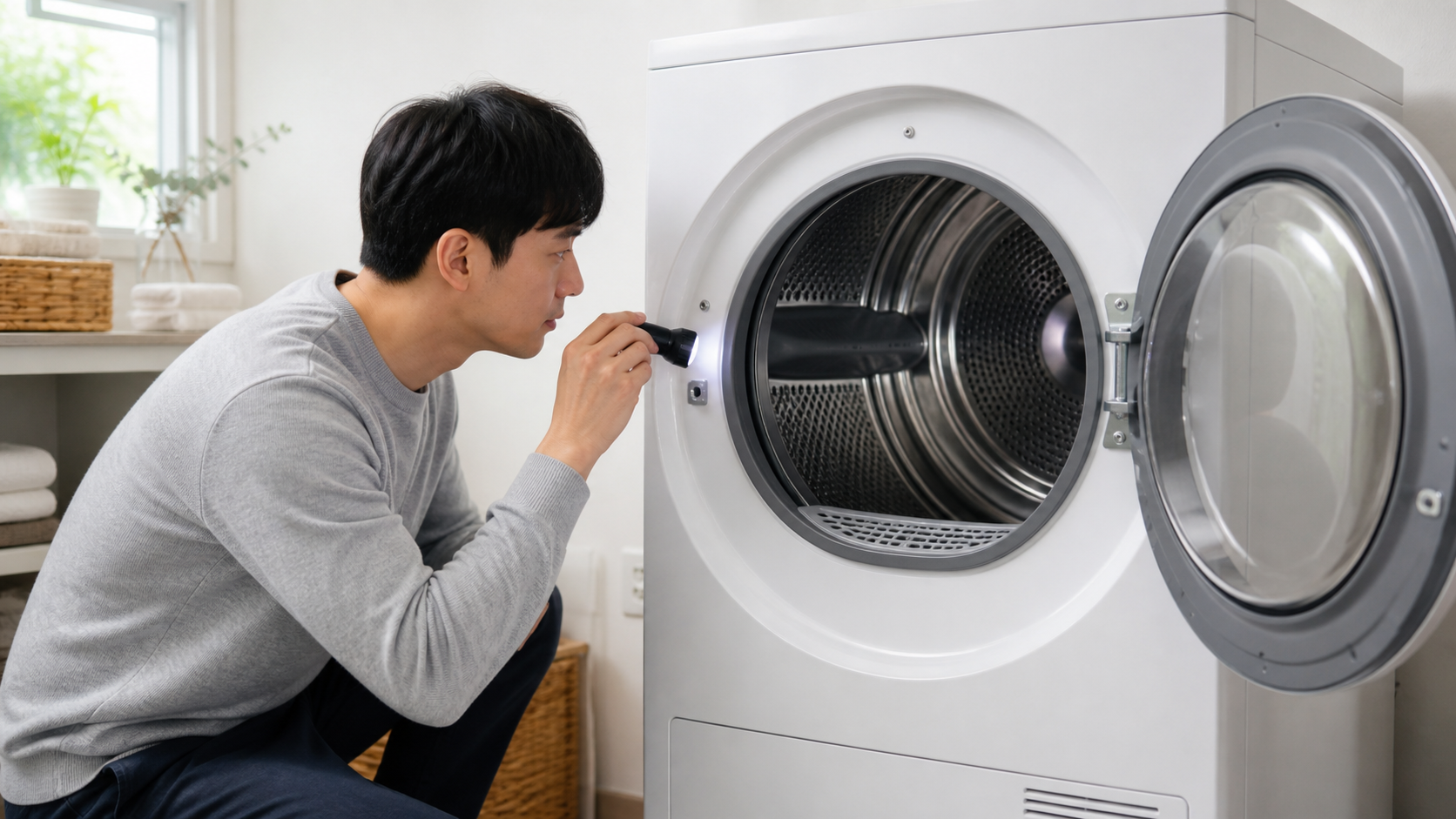 건조기 내부 드럼 스텐 재질 스크래치, 옷감 손상 전 볼 것
