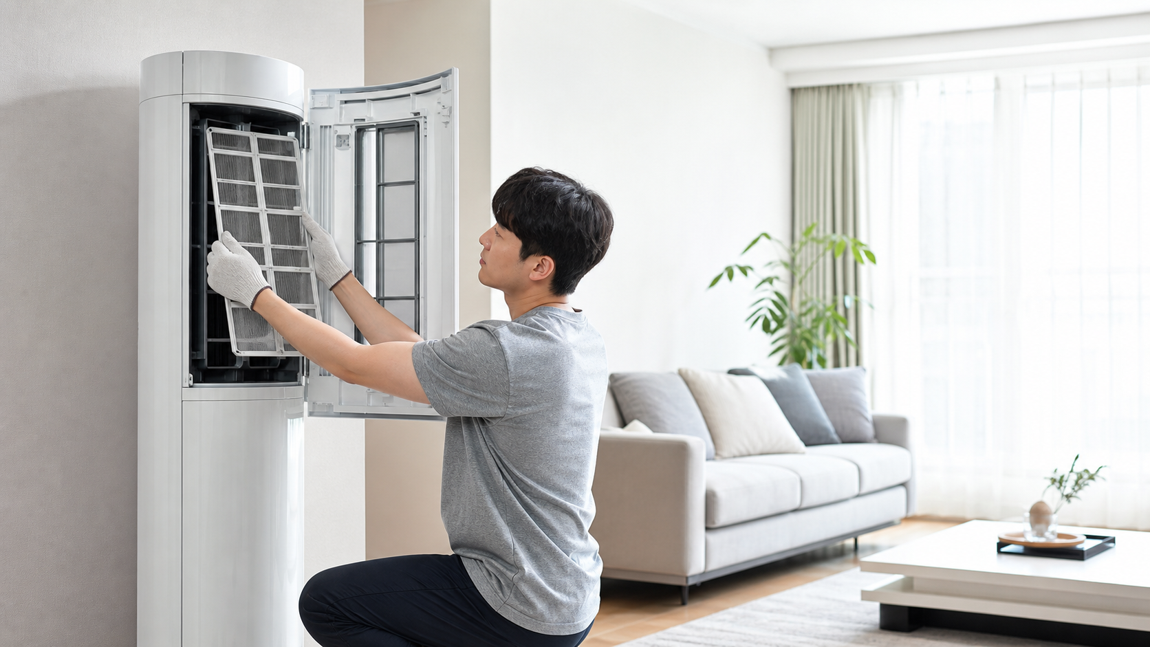 LG 휘센 에어컨 클린뷰, 패널 안 먼지 확인 전 볼 것